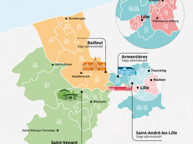 GHT de Psychiatrie du Nord Pas-de-Calais : carte